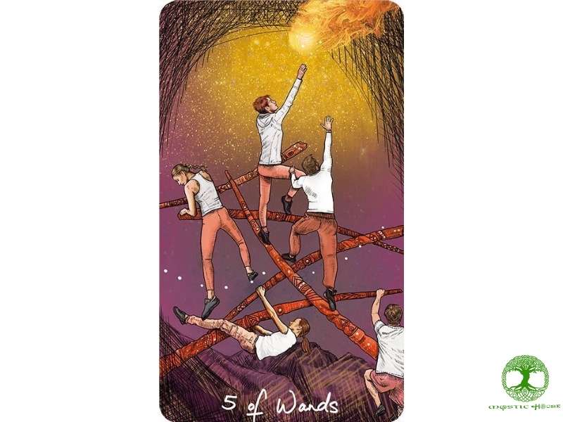 Five of wands xuôi có ý nghĩa gì?