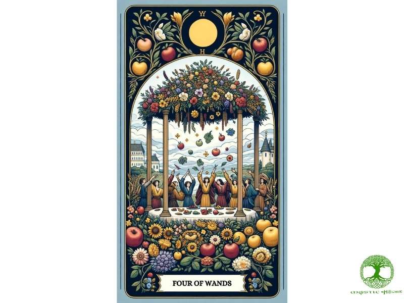 Lá bài four of wands mô tả điều gì?