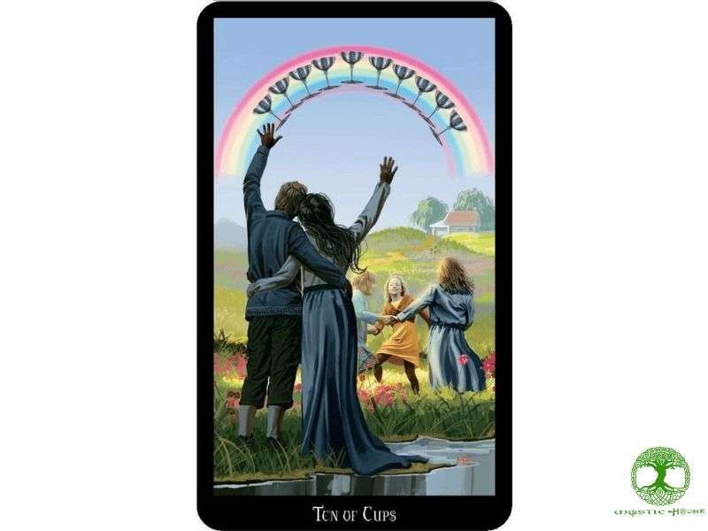 Lá ten of cups kết hợp với các lá bài khác 