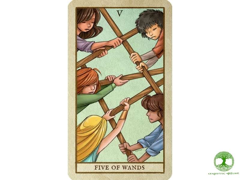 Những lá bài tarot nào thường đi cùng five of wands?