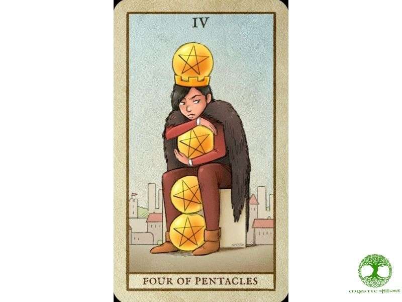 Lá bài four of pentacles mô tả điều gì?