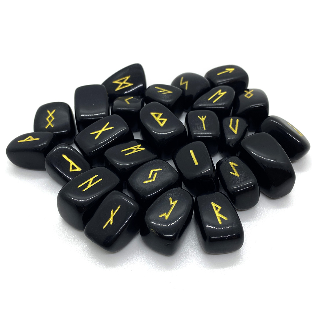 Bộ Đá Runes Black Obsidian 5