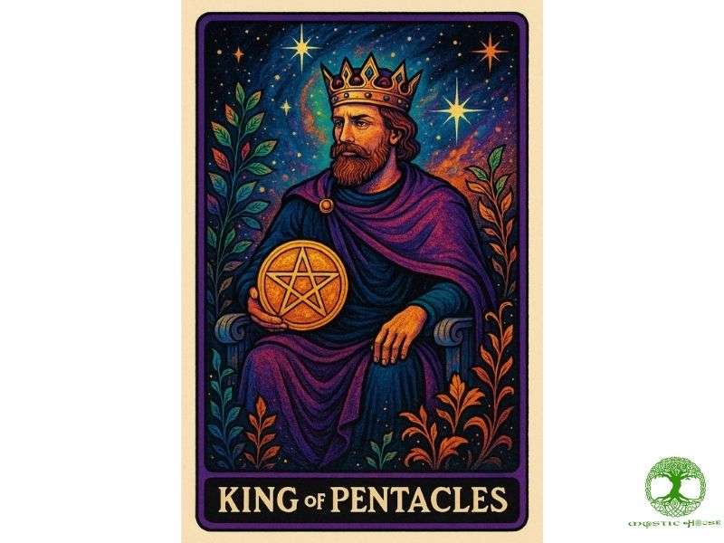 Ý nghĩa lá bài king of pentacles khi xuất hiện xuôi là gì?