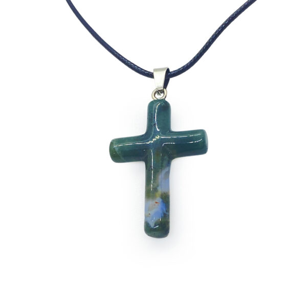 Divine Cross Pendant – Moss Agate 1