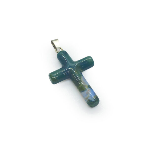 Divine Cross Pendant – Moss Agate 2