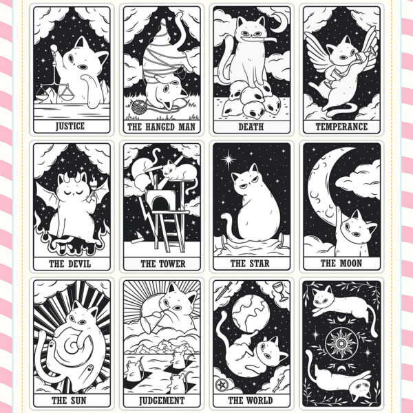 Leisurely Cat Tarot – Black and White Edition 2